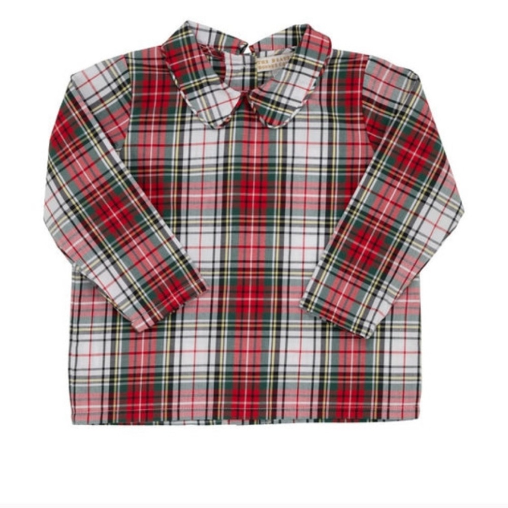 EUC 3T TBBC Beaufort Bonnet Co Peter Pan Collar Shirt Keene Place Plaid Red